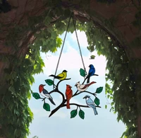 pendant mini stained bird glass window hangings acrylic wall hanging colored birds decor room accessories scandinavian decor mot