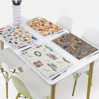 cartoon flowers placemat for dining table animal style drink coasters rectangle cup pad art painting tableware mat kitchen decor