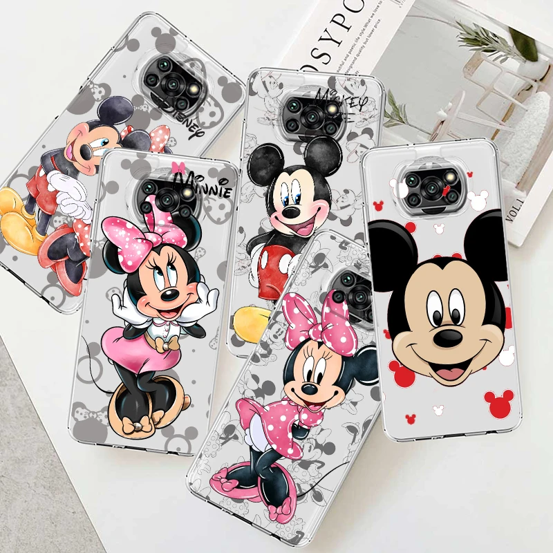 

Mickey Minnie Couple Love For Xiaomi Poco X5 C55 C50 M5 M4 X4 X3 F3 GT NFC M3 C3 M2 F2 Pro Silicone Transparent Phone Case Cover