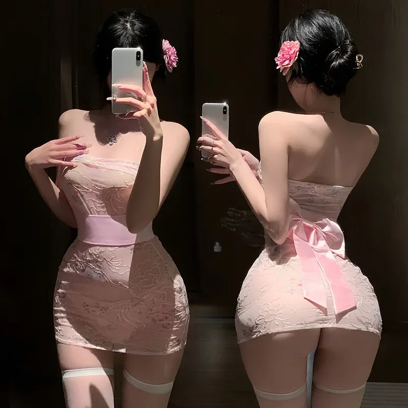 Женское Эротическое нижнее белье ночная рубашка сексуальное женское кимоно с