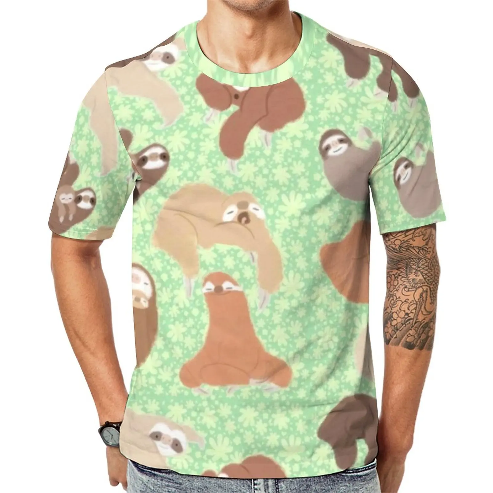 

Many Sloths T Shirt Cute Animal Print Men Harajuku T Shirts Summer Custom Tees Short Sleeve Aesthetic Big Size Tops Gift