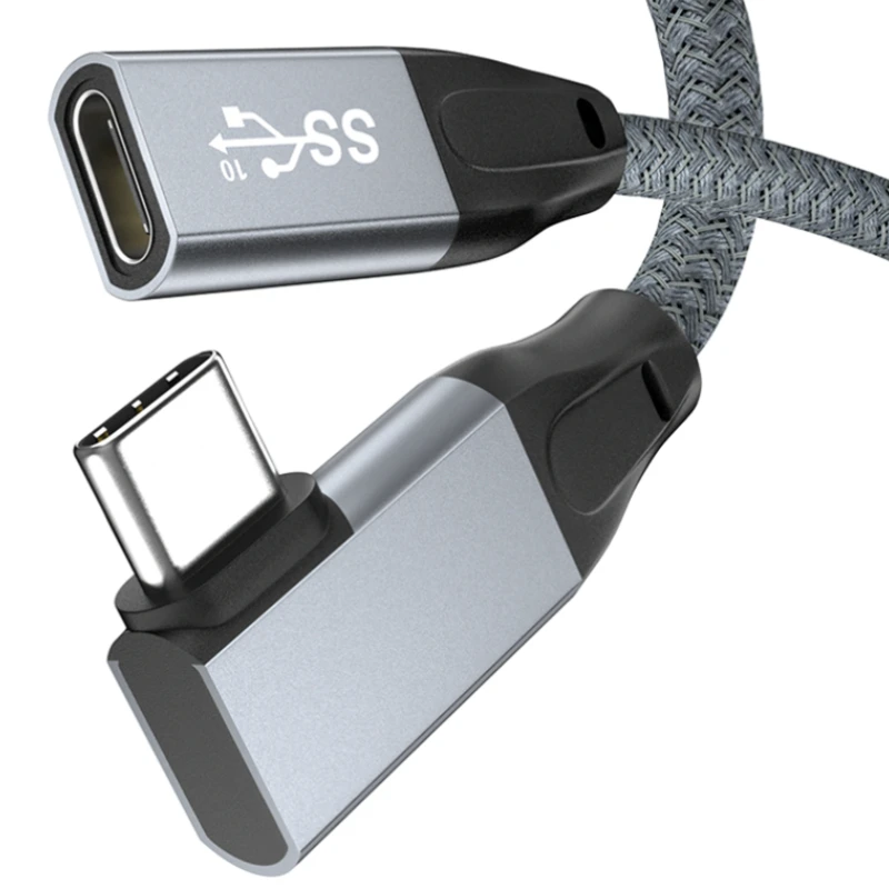 

USB 3.1 Type C Extension Cable Right Angle Type-C Extender USB-C Male To Female PD 100w 5A 4k 10Gbps Fast Charging Data Cord