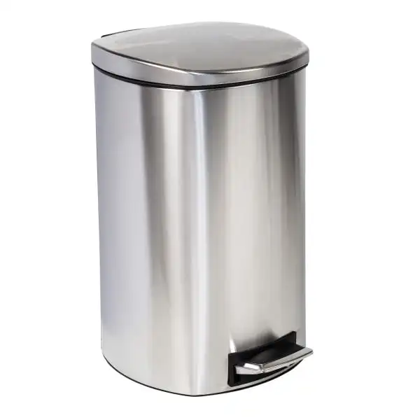 

Can Do 13.2 Gallon Trash Can, Semi-Round Step On Kitchen Trash Can, Stainless Steel
