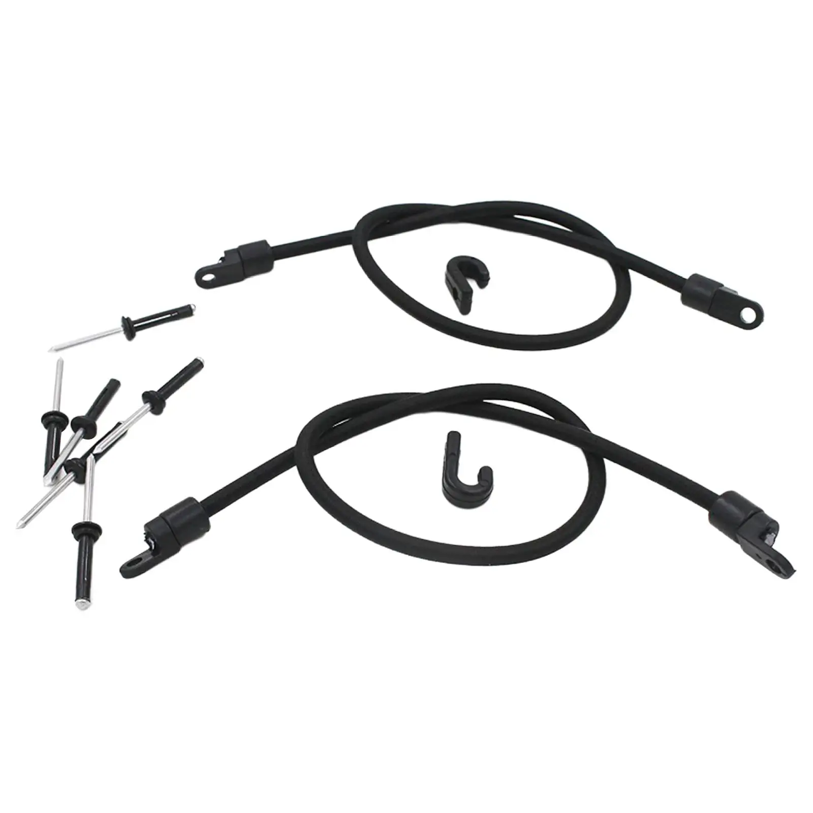 

2 Kayak Shock Cord Black Elastic Rope J Hooks Straight Hooks Nylon