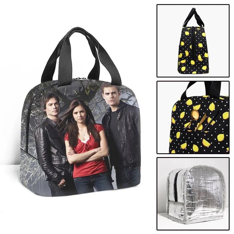 Vampire Diaries Insulated Lunch Bag Boy Girl Travel Thermal Cooler Tote Food Bags Portable Student School Lunch Bag