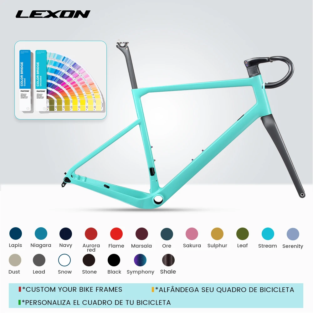 LEXON GFX Carbon Gravel Frame Customized Disc Brake Gravel Bicycle Frameset Road Bike Cyclecross Frames Cycling Parts