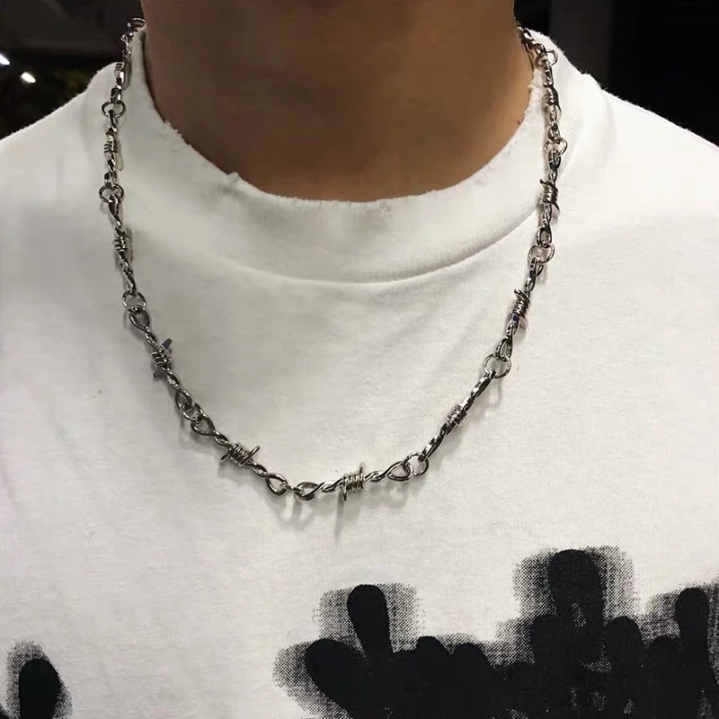 Ожерелье женское из колючей проволоки маленькое железное ожерелье короткое