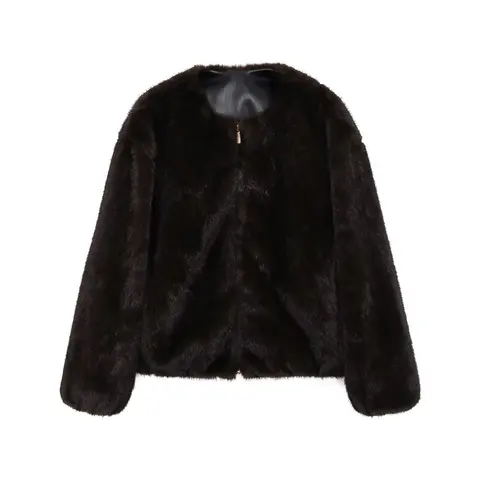 Tangada женское коричневое толстое пальто из искусственной кожи на молнии 2025 зимнее теплое пальто XE74