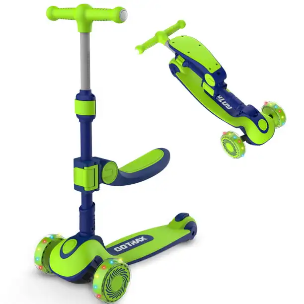 

2-in-1 Kick Scooter with Removable Seat Great 2-8 Years Old – Adjustable Height Extra-Wide Deck PU Flashing Wheels Green