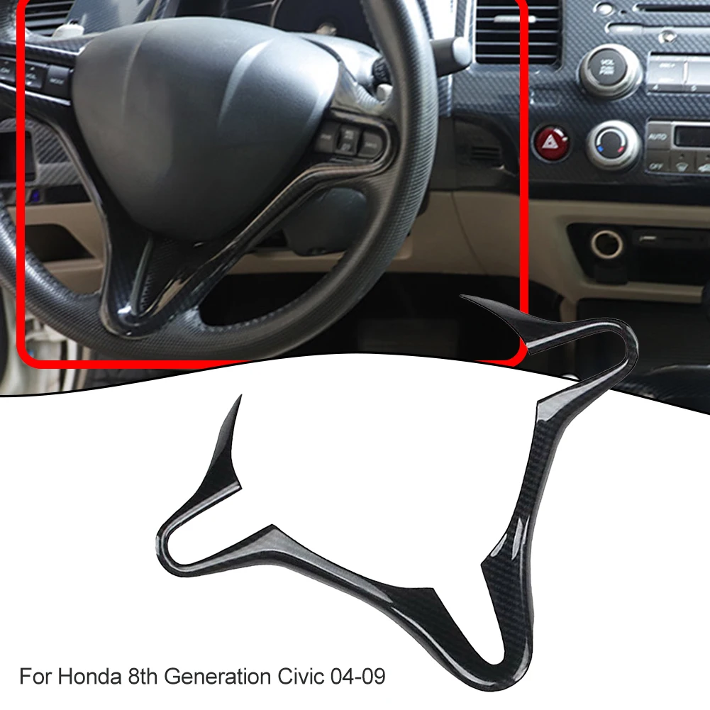 

Car Interior Steering Wheel Cover Trim Stylish For HONDA Civic 8th 2006-2011 ABS Carbon Fiber Inner Steering Wheel Cover Trim