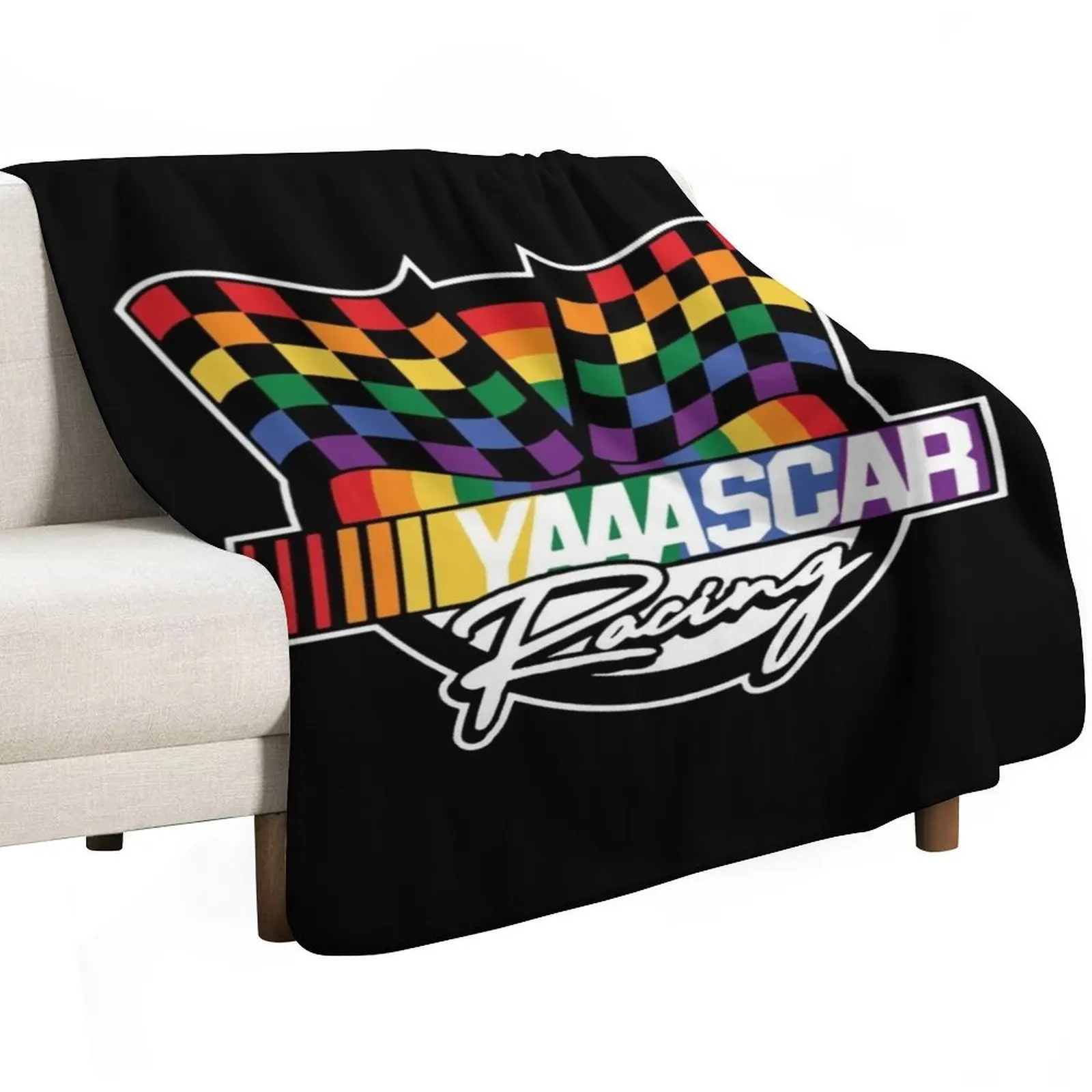 Фото Плед с клетчатым флагом NASCAR YAAASCAR, уютный домашний плед, подарок на Рождество и праздники №2