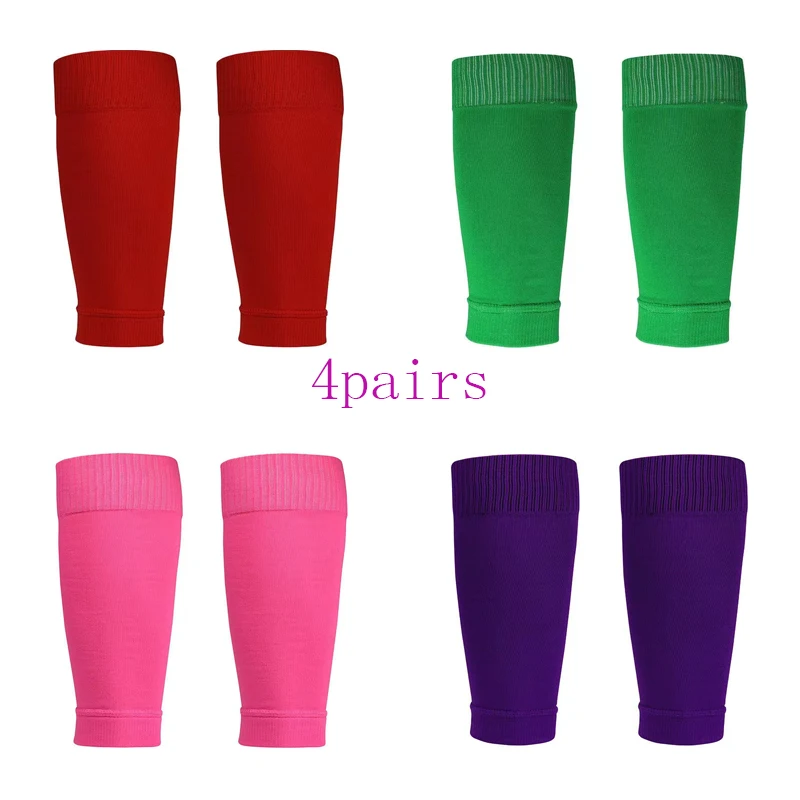 4pairs New Football Socks Shin Pads Leg Cover Men Women Grip Cutsocks