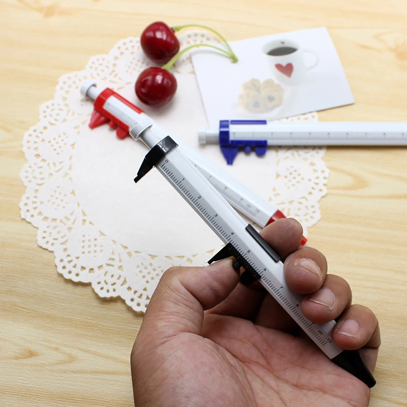 

1pc Multifunction 1.0MM Caliper Pen Gel Ink Pen Vernier Caliper Roller Ball Pen Stationery Ball-Point Plastic Stationery Gifts