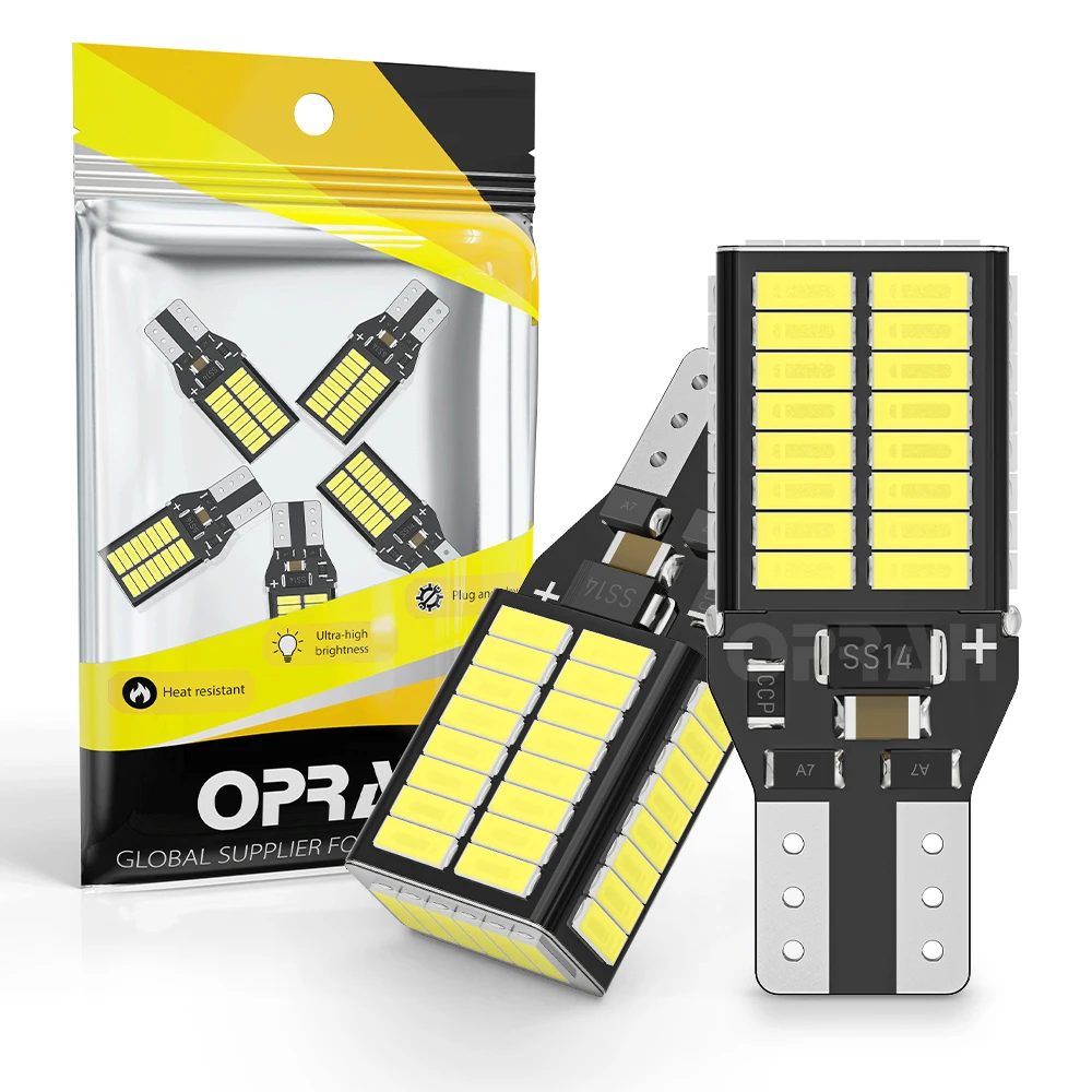 Oprah 2 шт. супер яркий W16W светодиодный Canbus T15 Автомобильные фары без ошибок 4014SMD для