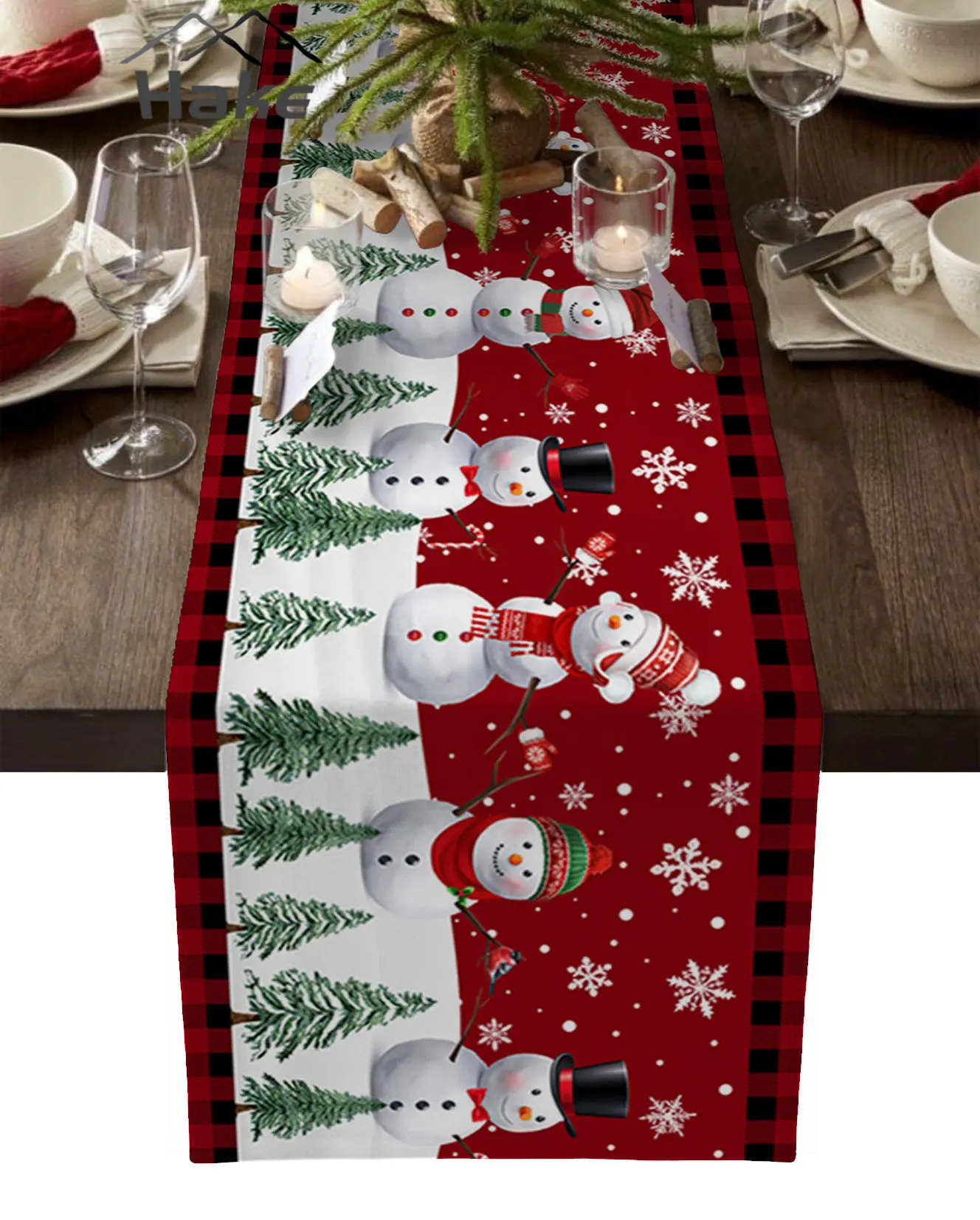 

Рождественская скатерть в виде снеговика, снежинки, скатерть для рождественского обеденного стола, украшение для свадебной вечеринки, скат...