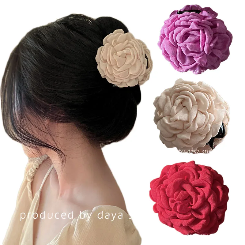 

Retro Rose Flower Claw Clip For Women Sweet White Hairpin Girls Hawaiian Flower Hair Clip Barrettes Summer Hair Accessorie