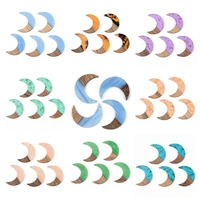 50pcs colorful natural wood resin half moon charm pendant for necklace earring dangle for women diy jewelry making accessories