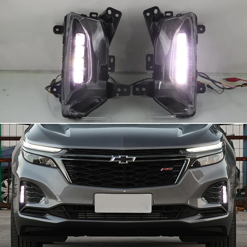 

Для Chevrolet Equinox 2022 2023 12 В светодиодный дневные ходовые огни s желтые поворотные автомобильные фасветильник дневные ходосветильник огни противотуманные фары