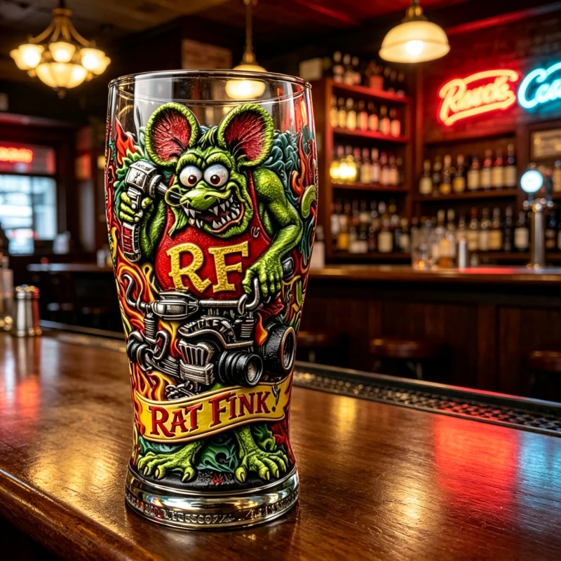 Фото Классическая пивная кружка Rat Fink в стиле панк-рок и хот-род, коллекционные украшения для бара №2