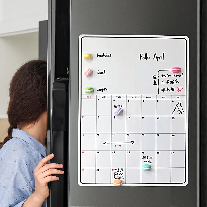 

A3 Size Magnetic Dry Erase Monthly Weekly Planner Fridge Calendar Set Magnetic Whiteboard Soft Memo Sticker Refrigerator Magnet