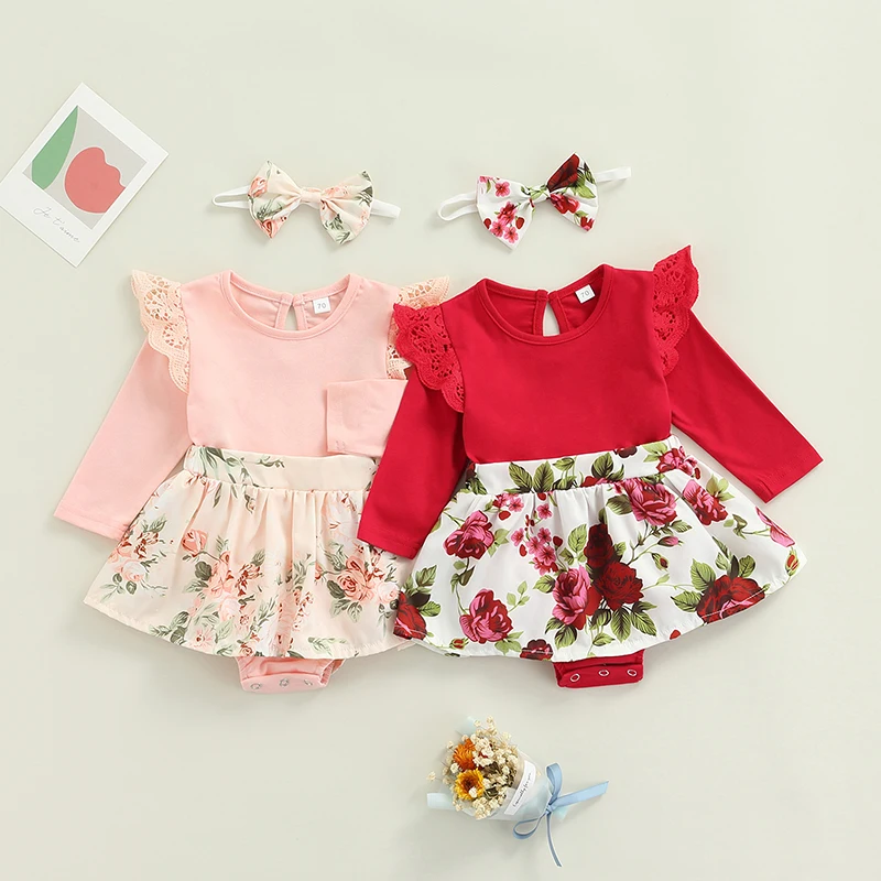 

Детский комбинезон с длинным рукавом, на возраст 0-24 месяца, блузка с круглым вырезом и цветочным принтом розы, повседневное свободное плать...