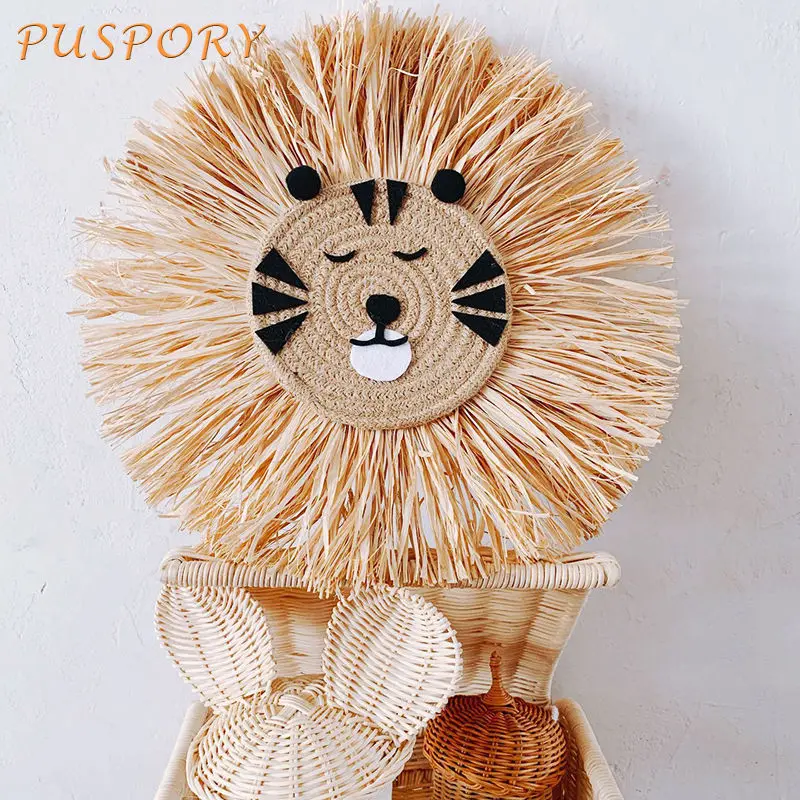 

Baby Room Decoration Straw Cartoon Little Lion Toddler Room Background Wall Ornaments Nordic Style Newborn Photography Props
