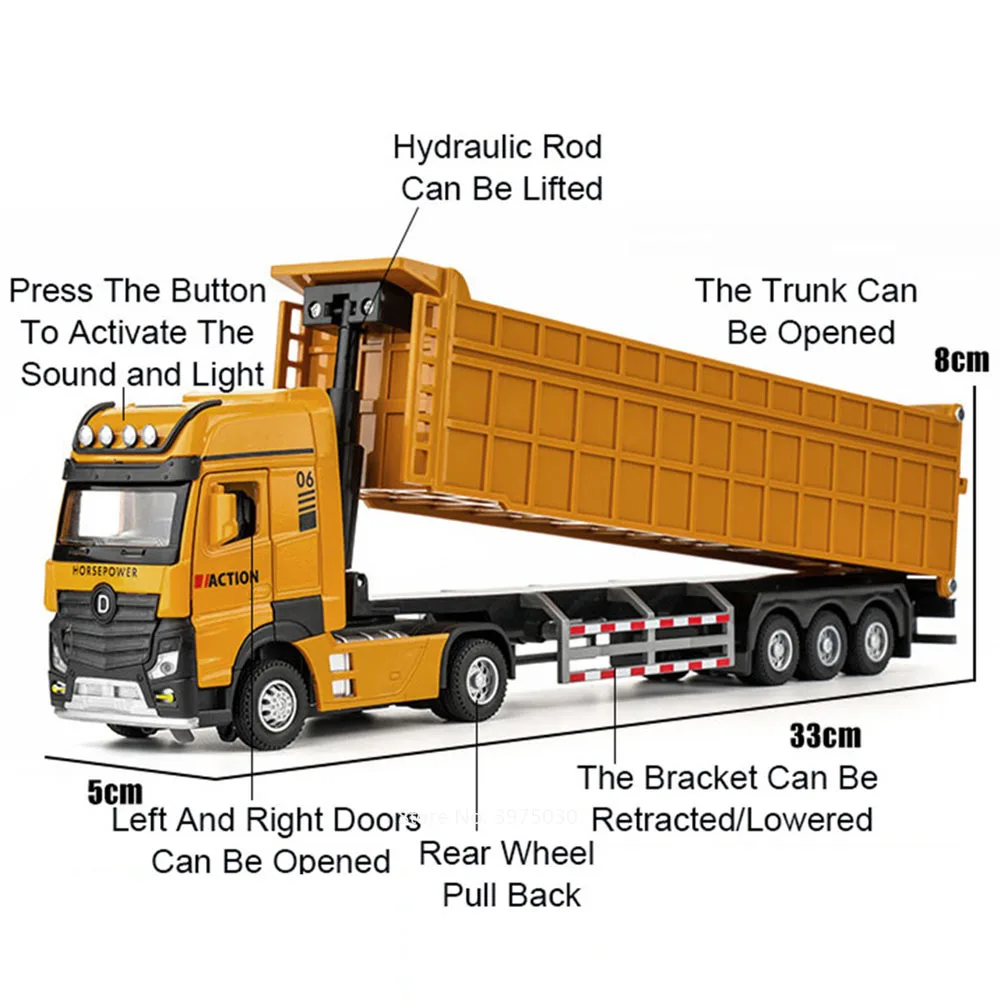 1:50 миниатюрный трейлер самосвал автомобили игрушки модель 3 двери открывается