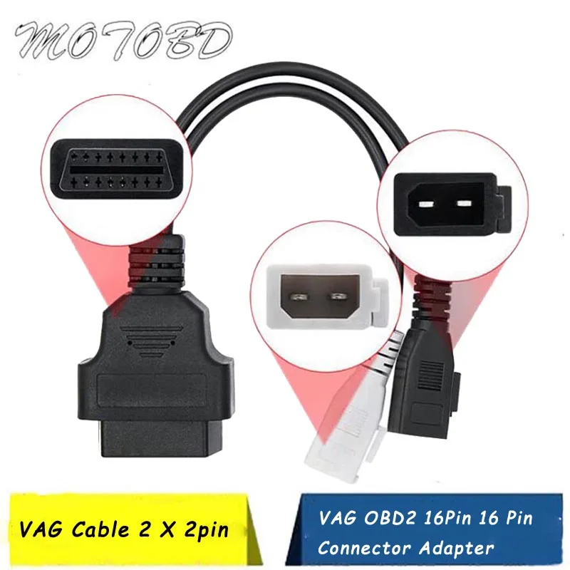 Диагностический кабель OBD2 с 16-контактным разъемом vag 2X2, 10 шт., Диагностический кабель для аудита Skod OBD II, коннектор 20 см/7,87 дюйма с USB KKL