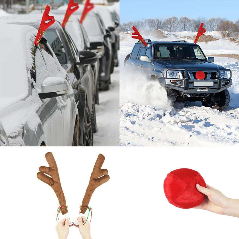 Christmas Car Reindeer Antler Decoration Accessories For All Reindeer And Types Tail Car Xmas Navidad New Year Ornaments