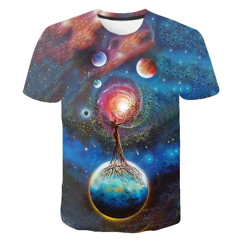 

Planet Tshirt Men World Universe Space 3D Printing T Shirt Men's Summer T-shirt Short Sleeve Tops Funny Cool Streetwear Clothing