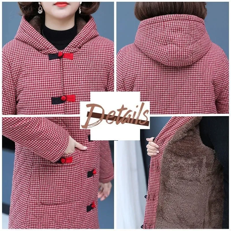 Autumn New Cotton Padded Jacket 2022 Women's Parka Mid-length Winter Mother Clothes All-match Loose Casual Outwear Female Hoodie