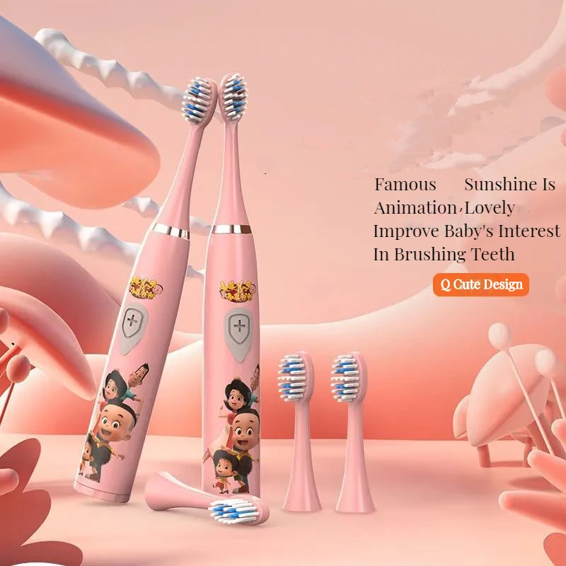 

For Children Electric Sonic Toothbrush Cartoon Pattern Kids with Replace The Toothbrush Head Ultrasonic Electric Toothbrush