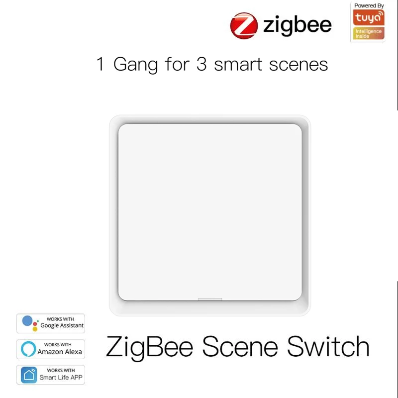 

Zigbee Hub Required 1-3 Gang Push Button Controller For Tuya Devices Zigbee Wireless Switch Battery Powered 10ua Magnetic Switch