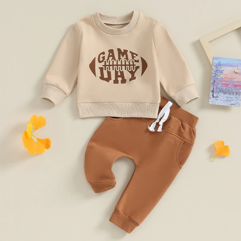 

Baby Clothing Kids Girls Boys Rugby Print Long Sleeve Tracksuit Tops Pants Toddler Spring Outfits Newborn Set Costume Clothes