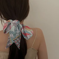 lunadolphin luxury women skinny long scarf 100x6cm green birds leaf printed chiffon silky tie bag ribbon headband choker