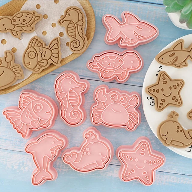 Ocean Animal 3D Cartoon Cookie Mold Biscuit Cutter Stamps 3