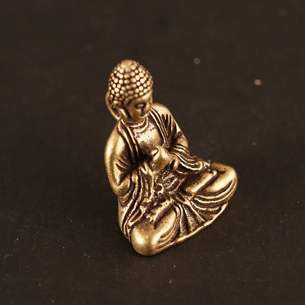 

Cute Mini Solid Copper Sitting Buddha Statue Ornament Morden Art Miniature Figurines Home Office Table Decor
