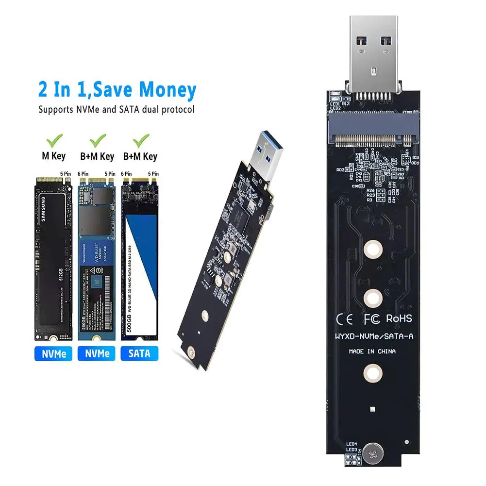 Адаптер M.2 NVMe NGFF к USB плата SSD с двумя протоколами SATA M2