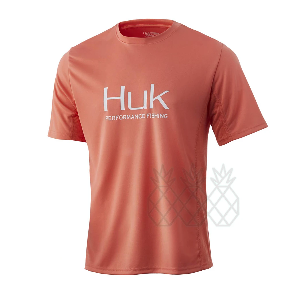 

HUK UV Short Sleeve Fishing Shirt Men Summer Fishing Shirt UPF50+ Sun Protectio T-Shirt Fishing Outdoor Jersey Hiking Sportswear