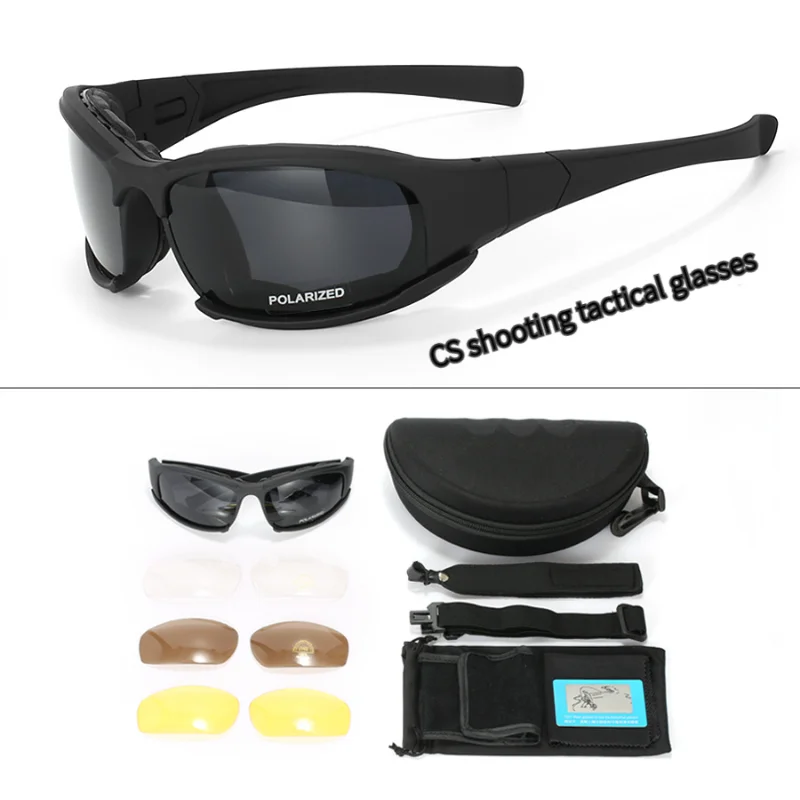 

GOGOBLKE Cycling Sunglasses CS Shooting Tactical Glasses Bicycle Motorcycle Polarized Sunglasses Men's Cycling Tactical Goggles