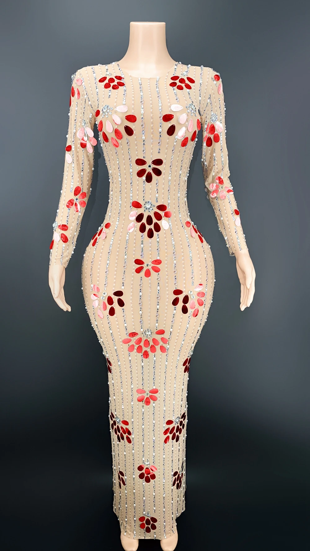 Праздничное платье со спарклингами, стразами, длинными рукавами и прозрачной сеткой для женщин, сексуальное вечернее платье на вечеринку.