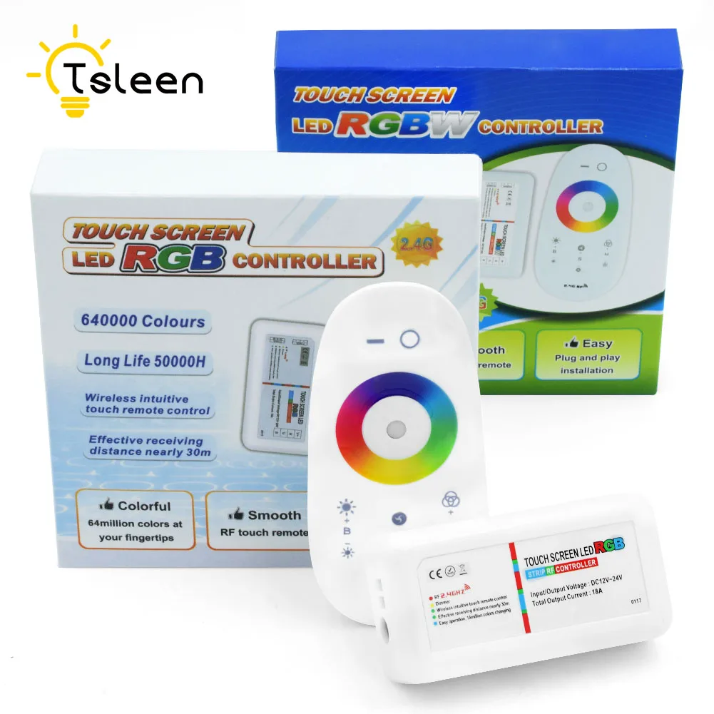 

Touch Screen LED RGB / RGBW Controller 2.4G Wireless DC12-24V Touch RF Remote Control AAA Powered For RGB /RGBW LED Strip