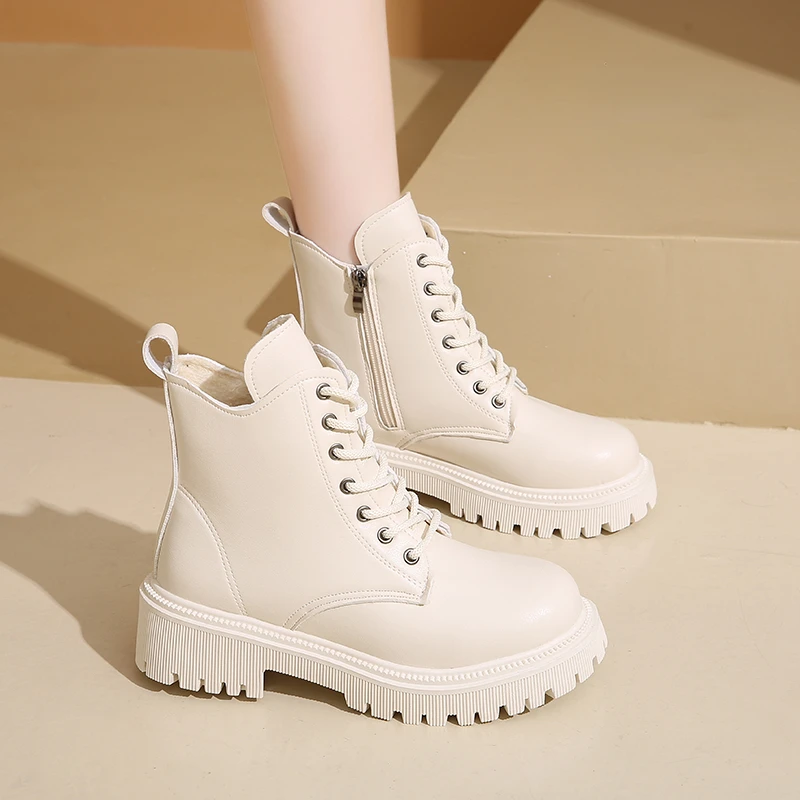 2024 качественные ботинки на платформе зимние теплые женские модная обувь круглом