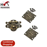 3pcs hinges hasp combined shopping antique bronze padlock lock jewelry wood box latch hasp clasp 2pcs suitcase cabinet hinge