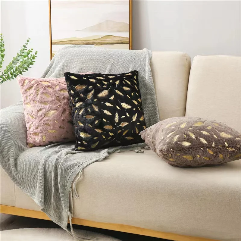 

Solid Color Bronzing Feather Pillowcase Home Small Fresh Pillow Cushion Cover Living Room Decorative Pillowcase.