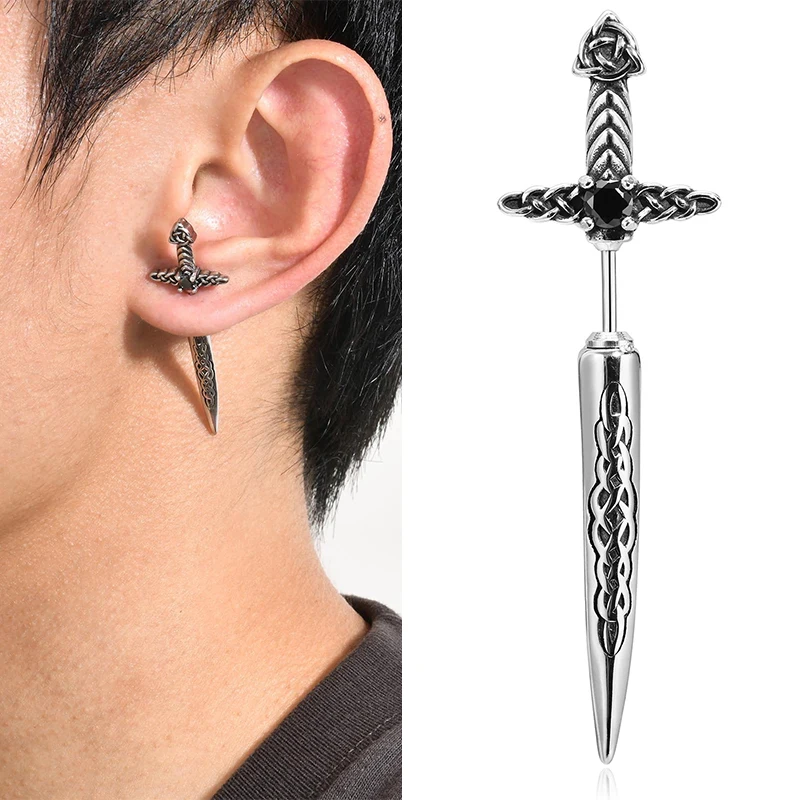 

Мужские серьги-гвоздики из нержавеющей стали, в готическом стиле