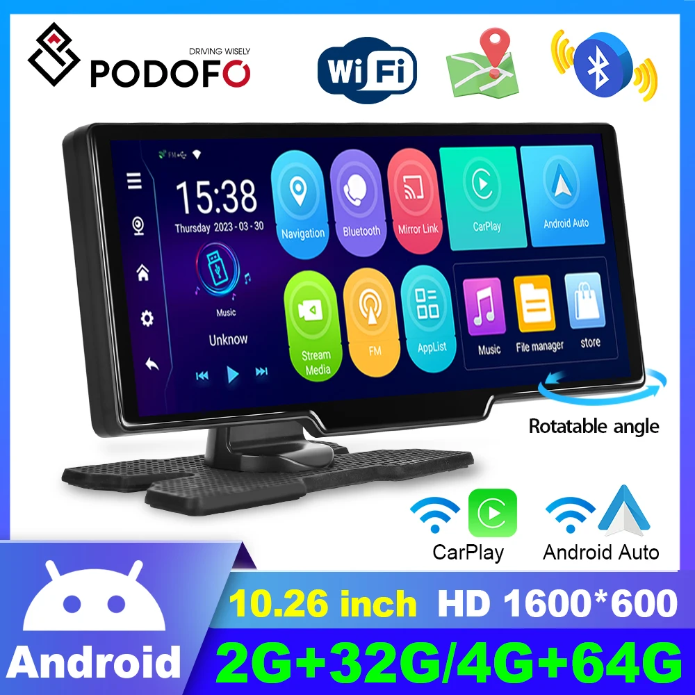 

Автомобильный видеопроигрыватель Podofo, на Android, с экраном 10,26 дюйма