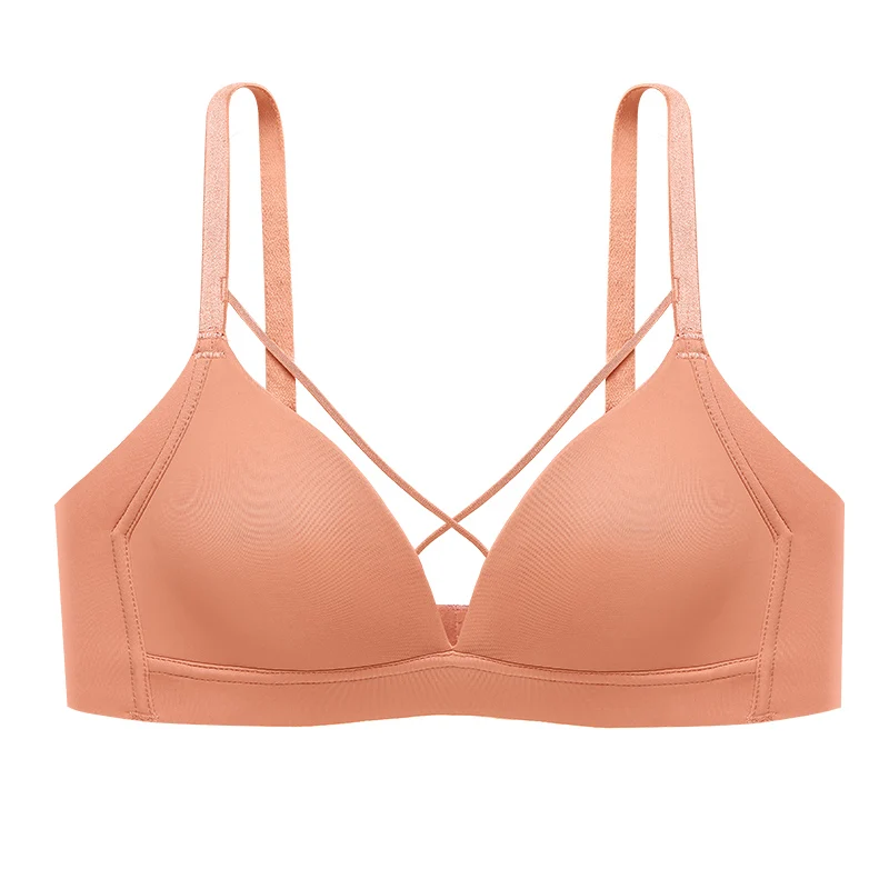 

Tea Skin Sexy Triangle Cup Bra Wire Free Bralette Thin Plunge French Style Lingerie Femme Adjustable Straps Women Bralette