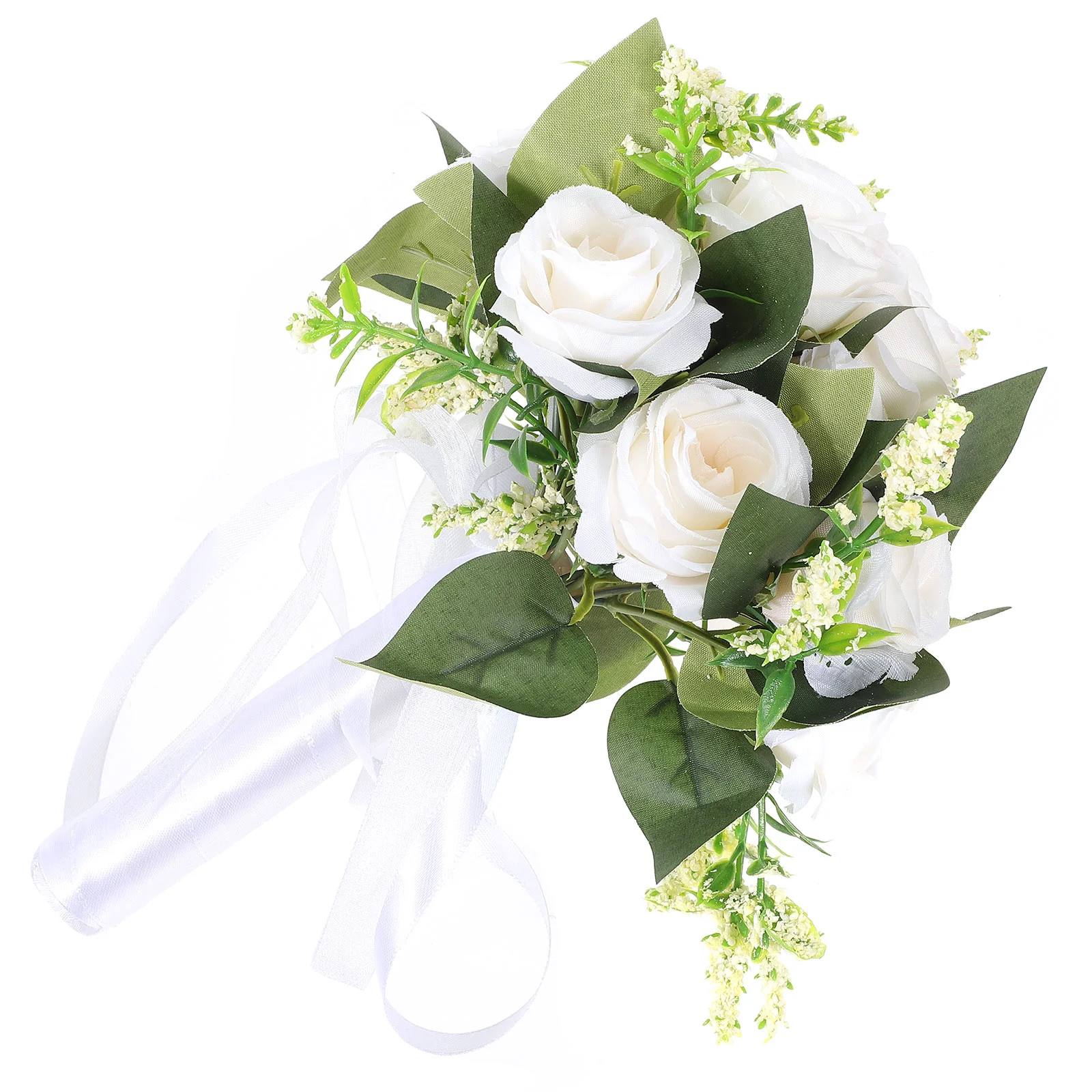 

Romantic White Bridal Bouquet for Wedding with Beautiful Simulation Flowers and Exquisite Craftsmanship
