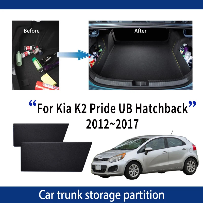 For Kia K2 Pride UB 2012~2017 2013 2014 2015 Car Trunk Storage Partition Multi-function Box Auto Interior Accessories